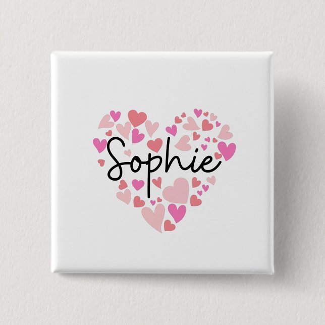 Bóton Quadrado 5.08cm Eu amo Sophie (Frente)