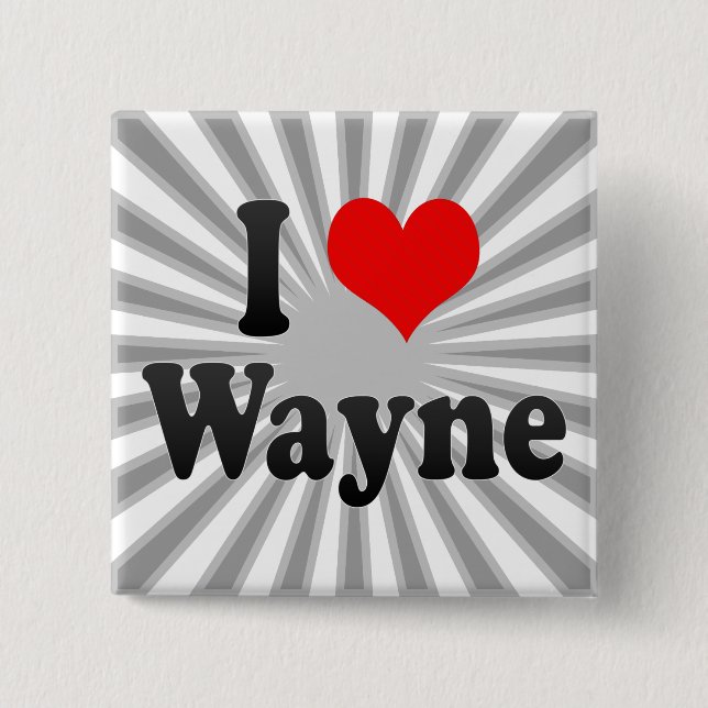 Bóton Quadrado 5.08cm Eu amo Wayne, os Estados Unidos (Frente)