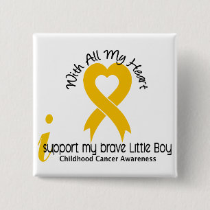 Bóton Quadrado 5.08cm Eu apoio meu cancer bravo da infância de Little