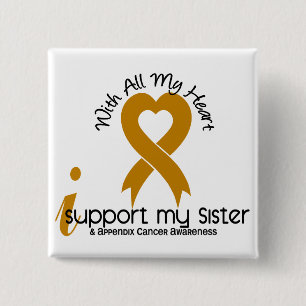 Bóton Quadrado 5.08cm Eu apoio meu cancer do apêndice da irmã
