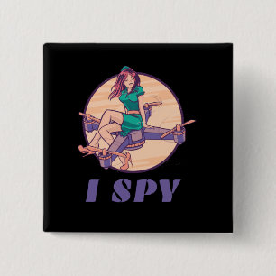 Bóton Quadrado 5.08cm Eu Espião Drone Para Garotas