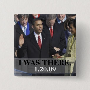 Bóton Quadrado 5.08cm EU ESTAVA LÁ - presidente Obama Swearing
