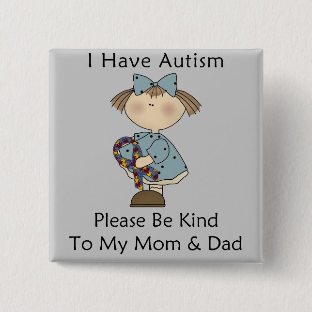 Bóton Quadrado 5.08cm Eu estou com o autismo (Frente)