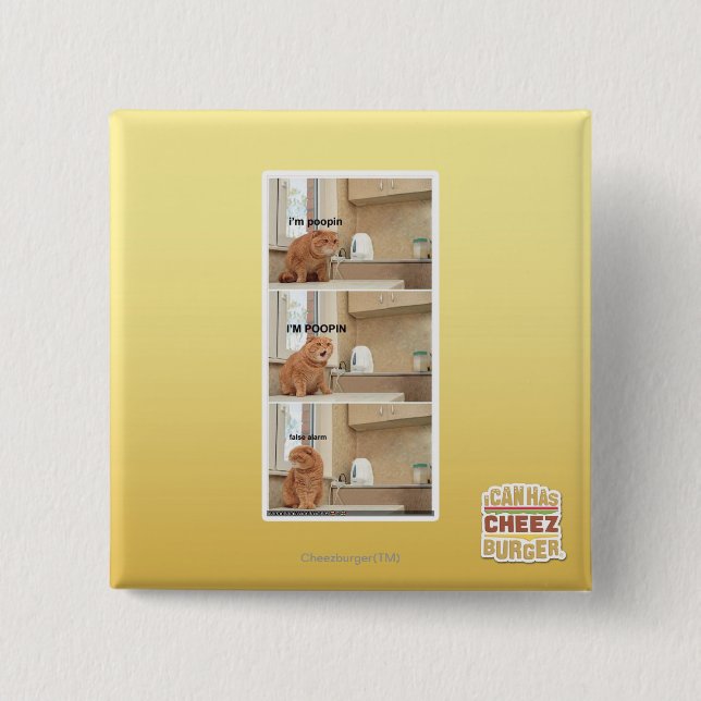 Bóton Quadrado 5.08cm Eu estou fazendo cocô! (Frente)