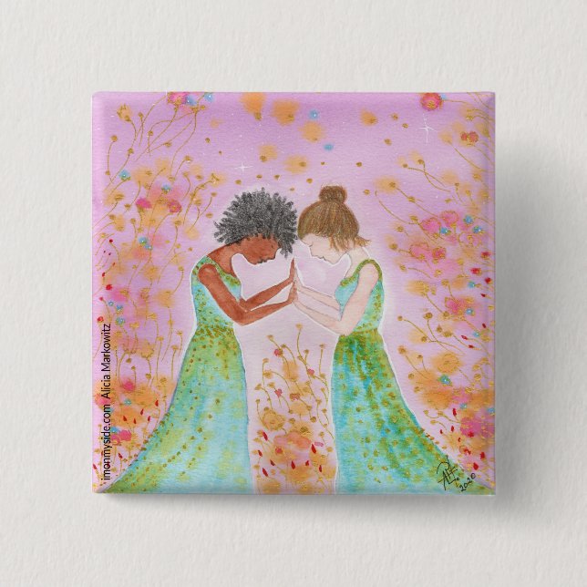 Bóton Quadrado 5.08cm Eu Fico Ao Seu Pino (Frente)