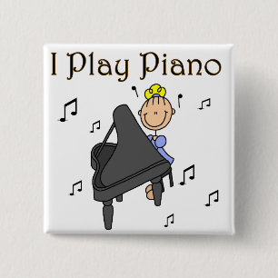 Bóton Quadrado 5.08cm Eu jogo o botão do piano