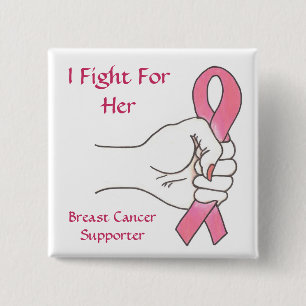Bóton Quadrado 5.08cm Eu luto por seu Pin do suporte do cancro da mama