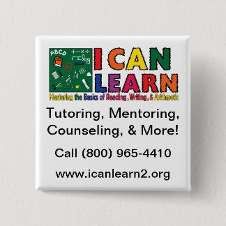 Bóton Quadrado 5.08cm Eu posso aprender o botão quadrado