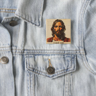 Bóton Quadrado 5.08cm Eu Preciso De Você Cristo Retroativo