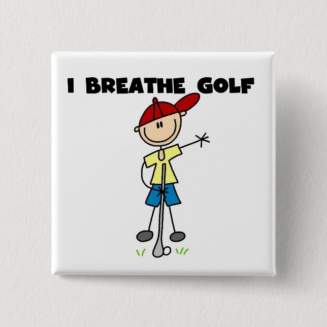 Bóton Quadrado 5.08cm Eu Respiro Golfe (Frente)