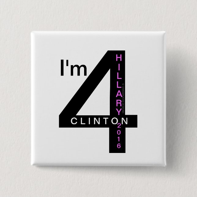 Bóton Quadrado 5.08cm Eu sou 4 botões 2016 de Hillary Clinton Pinback (Frente)