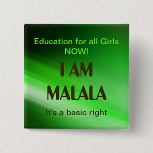 Bóton Quadrado 5.08cm Eu sou campanha de Malala
