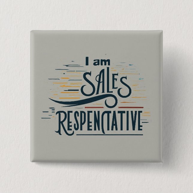 Bóton Quadrado 5.08cm Eu sou o representante de vendas ao quadrado (Frente)
