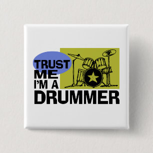 Bóton Quadrado 5.08cm Eu sou um botão do baterista