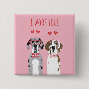 Bóton Quadrado 5.08cm Eu Te Dava Um Grande Dane Cães Rosa Vermelho