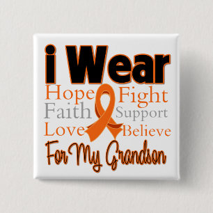 Bóton Quadrado 5.08cm Eu visto o neto da colagem da fita - leucemia