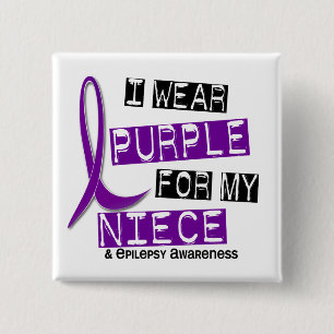 Bóton Quadrado 5.08cm Eu visto o roxo para minha epilepsia da sobrinha