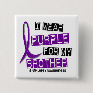 Bóton Quadrado 5.08cm Eu visto o roxo para minha epilepsia do irmão 37