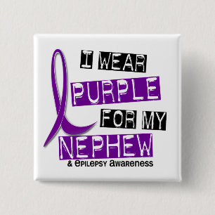 Bóton Quadrado 5.08cm Eu visto o roxo para minha epilepsia do sobrinho