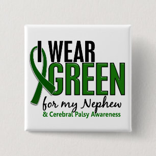 Bóton Quadrado 5.08cm Eu visto o verde para minha paralisia cerebral do