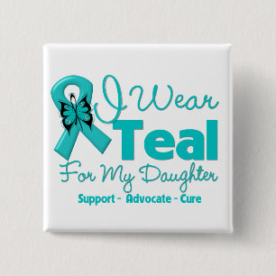 Bóton Quadrado 5.08cm Eu Visto Teal Para Minha Filha