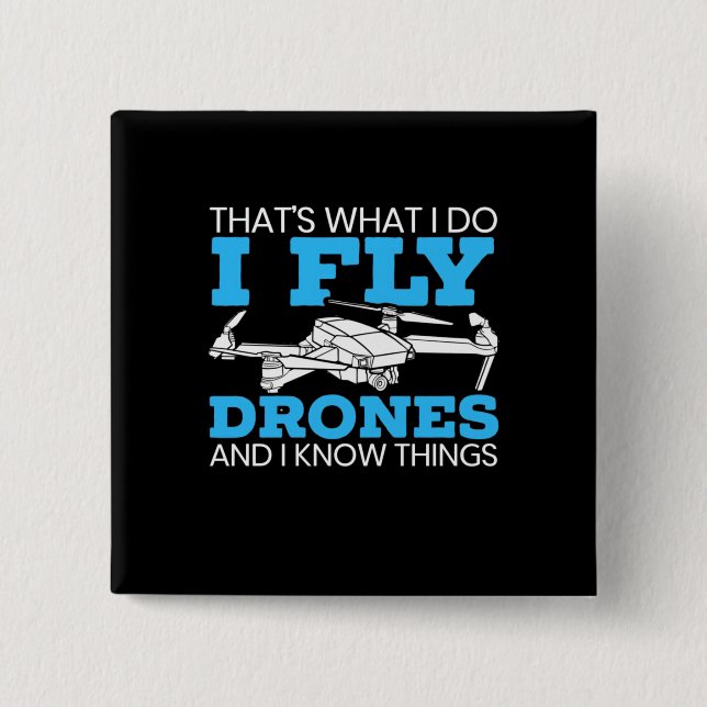 Bóton Quadrado 5.08cm Eu Voo Drones (Frente)