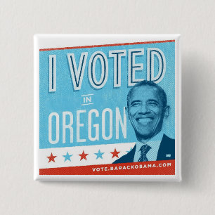Bóton Quadrado 5.08cm Eu votei em Oregon para Obama