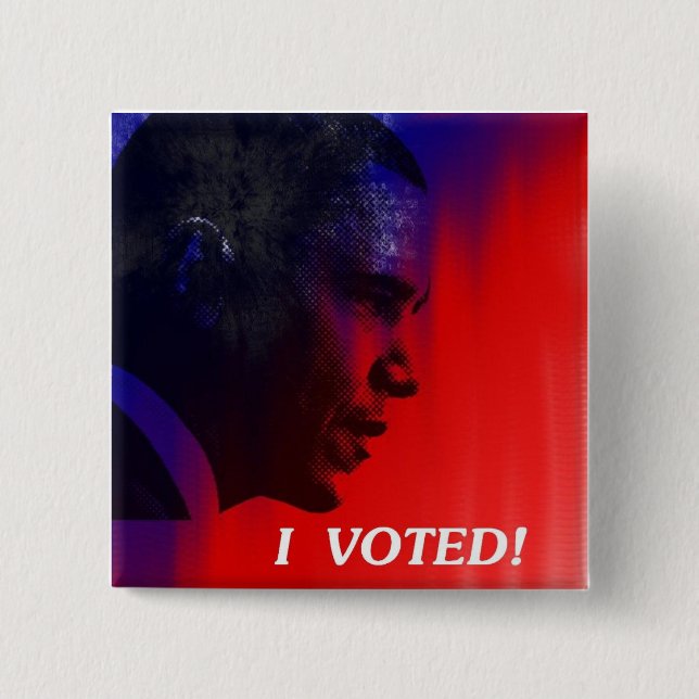 Bóton Quadrado 5.08cm Eu votei -- Obama (Frente)