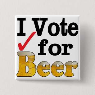 Bóton Quadrado 5.08cm Eu Voto na Cerveja