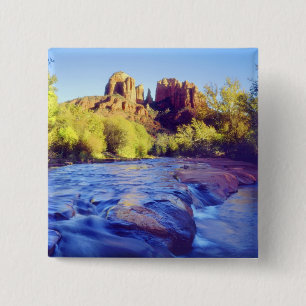 Bóton Quadrado 5.08cm EUA, Arizona, Sedona. Cathedral Rock refletindo 2