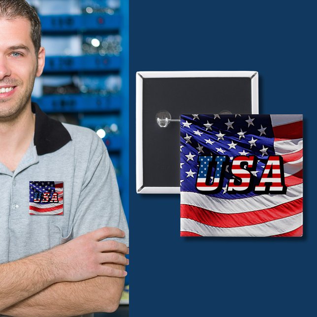 Bóton Quadrado 5.08cm EUA - Botão Pin-Back do Sinalizador Americano (Niagara Falls New York Photo Views Pinback Button)