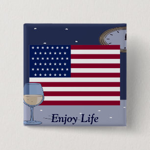 Bóton Quadrado 5.08cm EUA Flag_