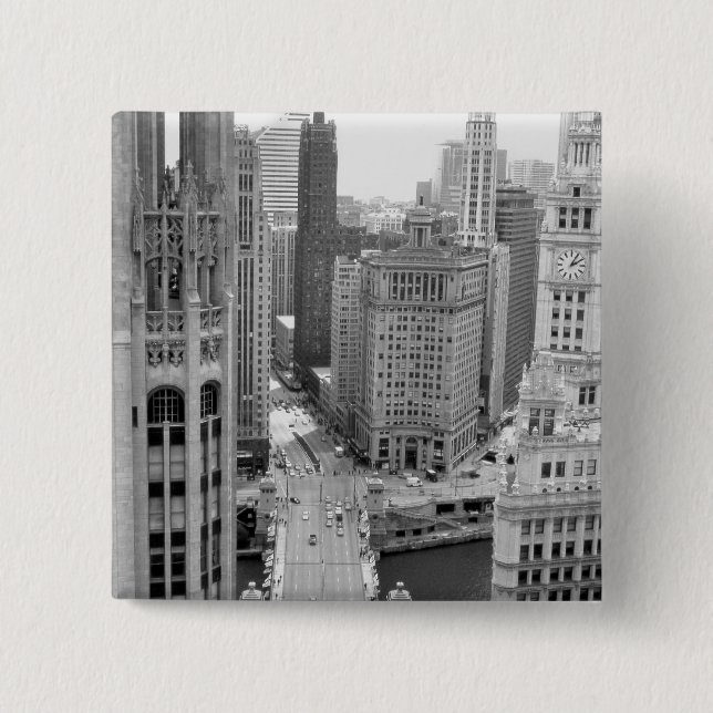 Bóton Quadrado 5.08cm EUA, IL, Chicago, Loop do Hotel (Frente)