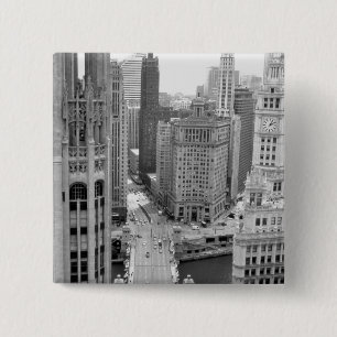 Bóton Quadrado 5.08cm EUA, IL, Chicago, Loop do Hotel