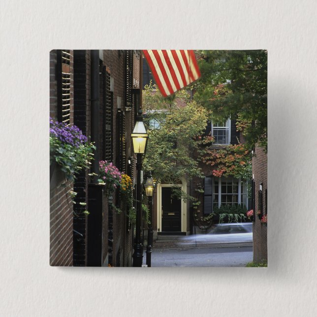 Bóton Quadrado 5.08cm EUA, Massachusetts, Boston, monte de baliza (Frente)