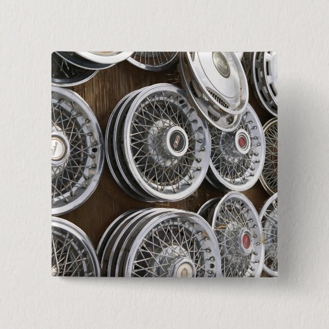 Bóton Quadrado 5.08cm EUA, New mexico, Prewitt: Auto Hubcaps/Rt. 66 (Frente)