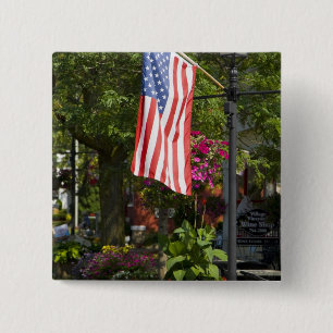 Bóton Quadrado 5.08cm EUA, New York, Lewiston. Bandeira americana unida