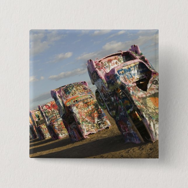 Bóton Quadrado 5.08cm EUA, TEXAS, PanhandArea, Amarillo: Cadillac (Frente)