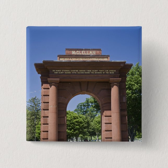 Bóton Quadrado 5.08cm EUA, VA, Arlington. Porta de McClellan em (Frente)