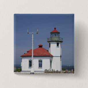 Bóton Quadrado 5.08cm EUA, Washington, Seattle, Alki Point Lighthouse,