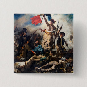 Bóton Quadrado 5.08cm Eugene Delacroix - Liberdade Liderando o Povo