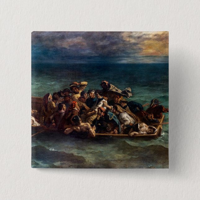 Bóton Quadrado 5.08cm Eugene Delacroix - O naufrágio de Don Juan (Frente)