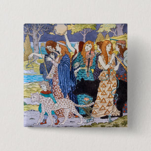 Bóton Quadrado 5.08cm Eugene Grasset - Painel Decorativo Harmonia