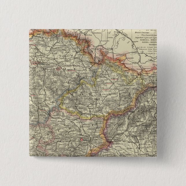 Bóton Quadrado 5.08cm Europa, Áustria, República Checa (Frente)