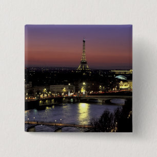 Bóton Quadrado 5.08cm Europa, França, Paris, Vista do pôr do sol do Eiff