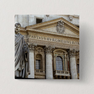 Bóton Quadrado 5.08cm Europa, Itália, Roma. Rua, Basílica de Peter (ta