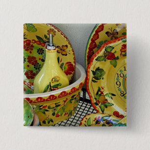 Bóton Quadrado 5.08cm Europa, Itália, Sicília, Taormina. Tradicional 8