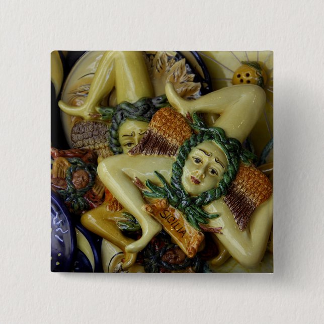 Bóton Quadrado 5.08cm Europa, Itália, Sicília, Taormina. Tradicional 9 (Frente)