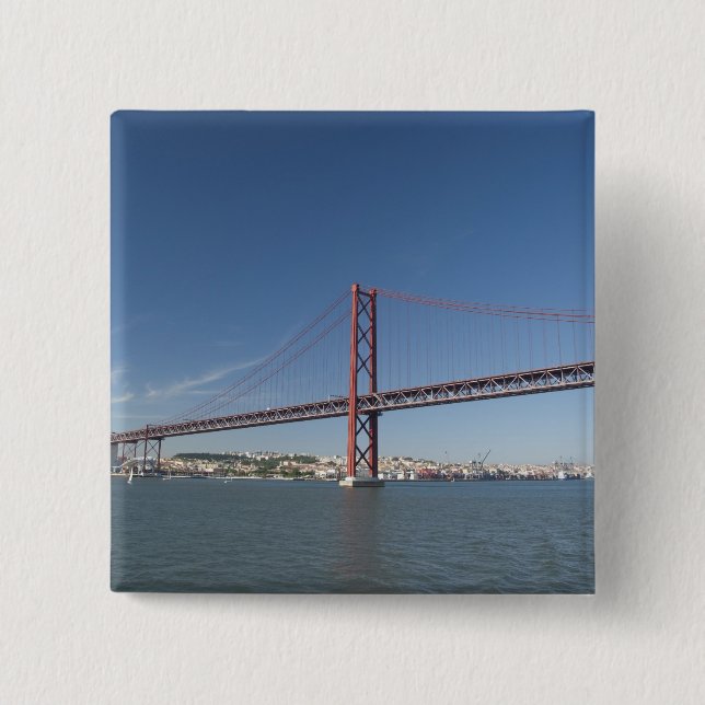 Bóton Quadrado 5.08cm Europa, Portugal, Lisboa (Lisboa). Ponte (Frente)