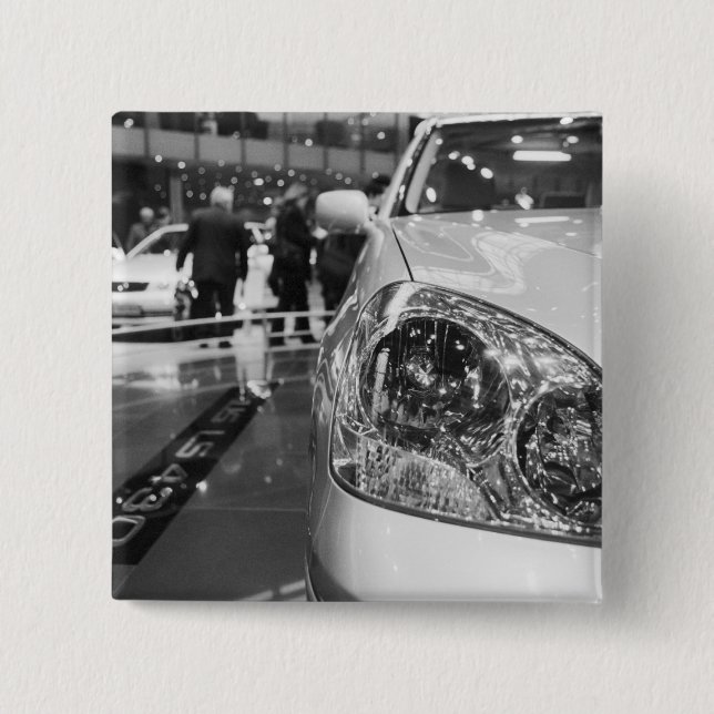 Bóton Quadrado 5.08cm Europa, Suiça, Genebra. Show Automóvel de Genebra; (Frente)